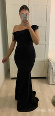 Elegant Black One Shoulder Mermaid Long Prom Dress, Evening Dress, PD38076