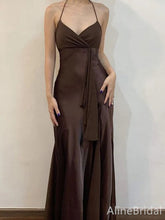 Sexy Brown V-neck Halter Mermaid Long Prom Dress, Evening Dress, PD38116