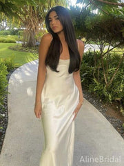 Elegant White Spaghetti Strap Mermaid Long Prom Dress, Evening Dress, PD38146