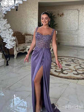 Sparkly Purple Beading Thish Slit Mermaid Long Prom Dress, Evening Dress, PD381830