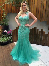 Gorgeous Sweetheart Cut-Out Halter Beadings Long Mermaid Lace Prom Dress, Evening Dress, PD382071