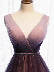 Elegant V-neck Sleeveless A-line Floor length Prom Dress, PD3699
