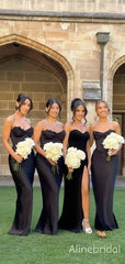 Elegant Black Strapless Corset Mermaid Bridesmaid Dress, PD382245