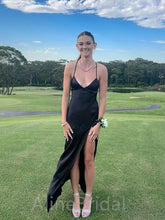 Sexy Spaghetti Strap Backless Black Mermaid Prom Dress,PD37640