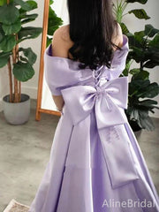 Elegant Purple Off Shoulder Mermaid Prom Dress-Bow Detailing Evening Gown, PD37943