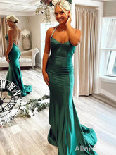 Elegant V-neck Halter Emerald Green Backless Mermaid Long Prom Dress, PD37965