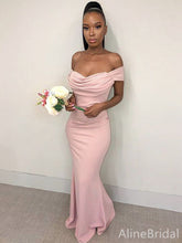 Elegant Pink V-neck Off the Shoulder Mermaid Long Prom Dress, PD37998