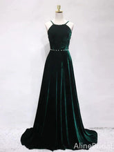 Elegant Dark Green A-line Long Prom Dress,PD38057