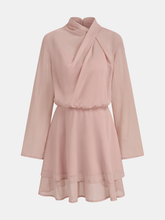 Semi-Sheer Chiffon Long-Sleeve Mini Dress