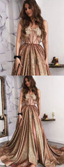 Shiny Sequin Satin Illusion Applique Sweetheart Strapless Prom Dresses,PD00176