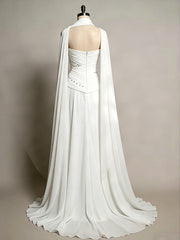Gorgeous White Beadings Strapless A-line Long Prom Dress,Evening Dress,PD382181