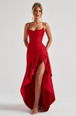 Elegant Backless Ruffle Maxi Dress | Summer Vacation Evening Dress