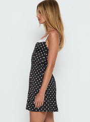 Renaissance Corset Lace Mini Dress Black / White Polka Dot