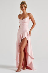 Elegant Backless Ruffle Maxi Dress | Summer Vacation Evening Dress
