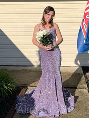 Elgant Sweatheart Halter Mermaid Purple Long Prom Dress, Evening Gown, PD37634