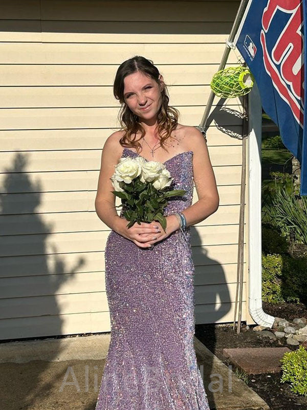 Elgant Sweatheart Halter Mermaid Purple Long Prom Dress, Evening Gown, PD37634