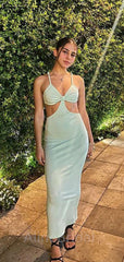 Sexy Mint Green Spaghetti Strap Cut Out Mermaid Prom Dress, PD37638