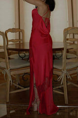Sexy Red Spaghetti Straps Sleeveless Mermaid Floor Length Prom Dress, PD3684
