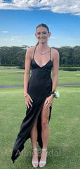 Sexy Spaghetti Strap Backless Black Mermaid Prom Dress,PD37640