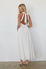 Natasha Eyelet Halter Midi Dress