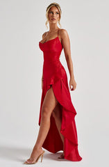 Elegant Backless Ruffle Maxi Dress | Summer Vacation Evening Dress