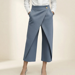 Wrap-Front Wide-Leg Pants