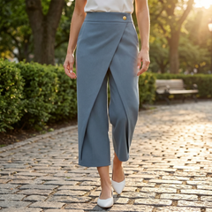 Wrap-Front Wide-Leg Pants