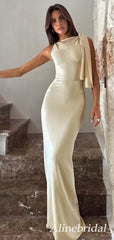 Elegant Ivory Satin Mermaid Long Prom Dress,Evening Dress, PD37672