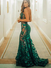 Sexy Green Sweetheart Sleeveless Mermaid Floor Length Prom Dress, PD3678